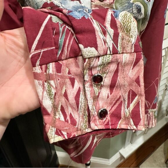 NOS USA Made Tem Tex Western Button Down Floral Rockabilly Snap Shirt Size 12 - Picture 3 of 10